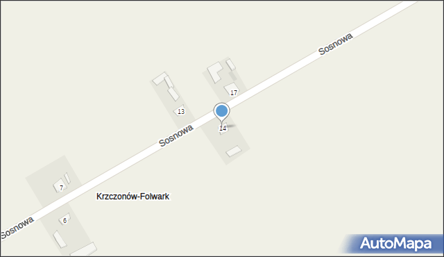 Krzczonów, Sosnowa, 14, mapa Krzczonów