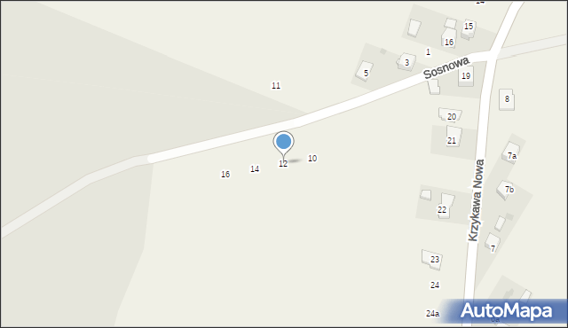 Krzykawka, Sosnowa, 12, mapa Krzykawka