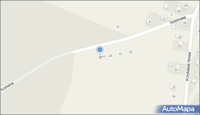 Krzykawka, Sosnowa, 16, mapa Krzykawka