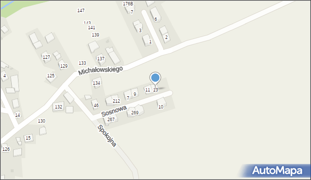 Krzysztoforzyce, Sosnowa, 13, mapa Krzysztoforzyce