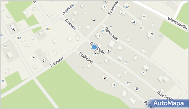 Kuligów, Sosnowa, 15, mapa Kuligów