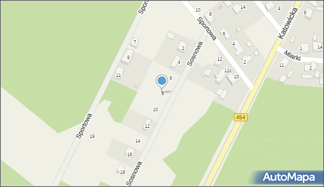 Kup, Sosnowa, 8, mapa Kup