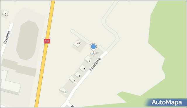 Kuźnica, Sosnowa, 11, mapa Kuźnica