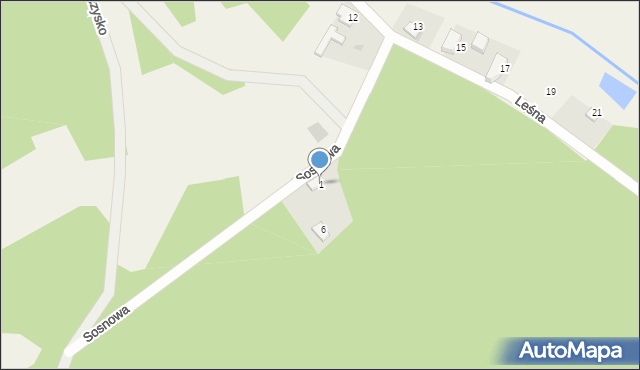 Kuźniczysko, Sosnowa, 1, mapa Kuźniczysko