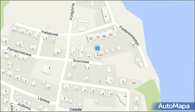 Łagów, Sosnowa, 7, mapa Łagów