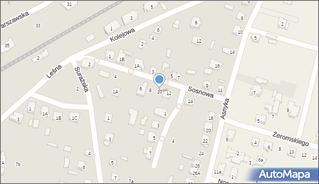 Łapy, Sosnowa, 10, mapa Łapy
