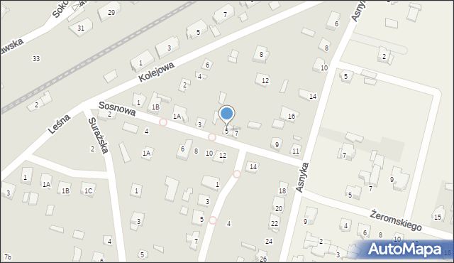Łapy, Sosnowa, 5, mapa Łapy