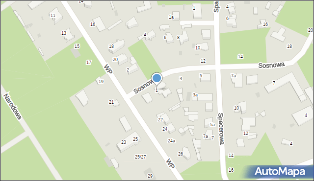 Łask, Sosnowa, 1, mapa Łask