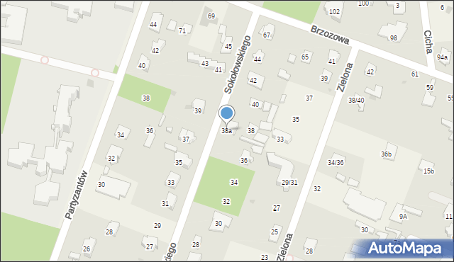 Laski, Sokołowskiego Zygmunta, 38a, mapa Laski