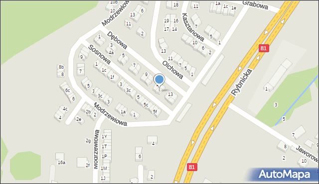 Łaziska Górne, Sosnowa, 12a, mapa Łaziska Górne