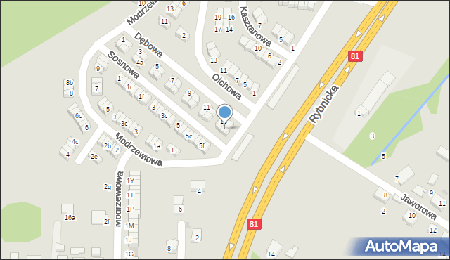 Łaziska Górne, Sosnowa, 14a, mapa Łaziska Górne