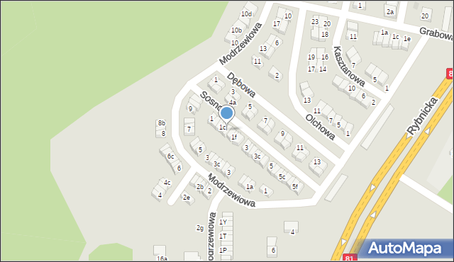 Łaziska Górne, Sosnowa, 1d, mapa Łaziska Górne