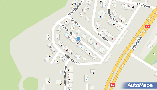 Łaziska Górne, Sosnowa, 3a, mapa Łaziska Górne