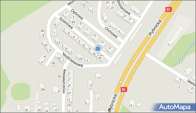 Łaziska Górne, Sosnowa, 5e, mapa Łaziska Górne