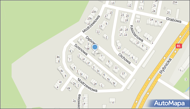 Łaziska Górne, Sosnowa, 6a, mapa Łaziska Górne