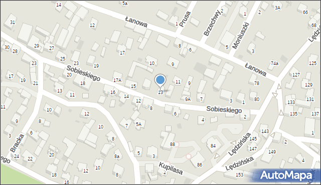 Lędziny, Sobieskiego, 13, mapa Lędziny