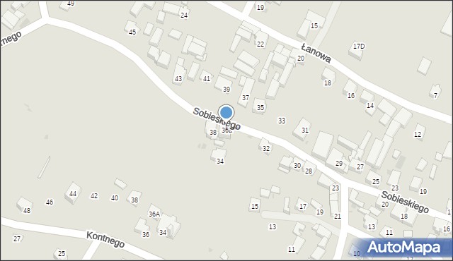 Lędziny, Sobieskiego, 36a, mapa Lędziny