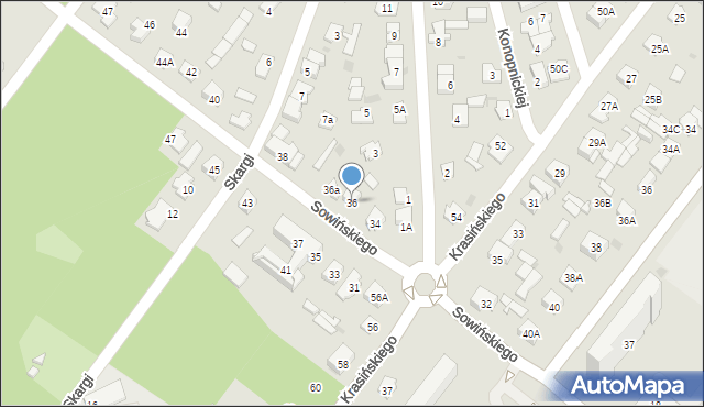 Legionowo, Sowińskiego Józefa, gen., 36, mapa Legionowo