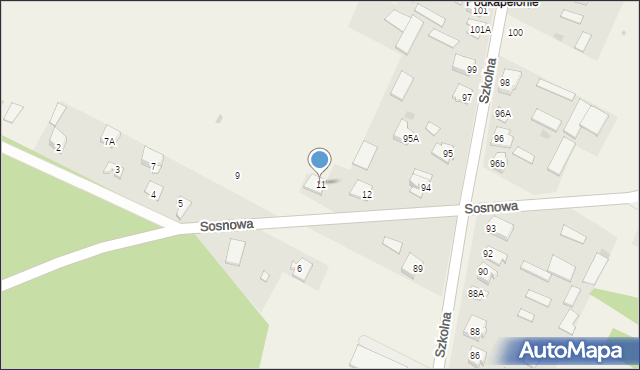 Lelis, Sosnowa, 11, mapa Lelis