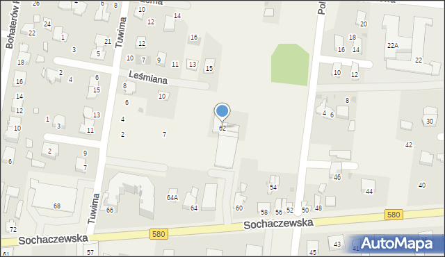 Leszno, Sochaczewska, 62, mapa Leszno