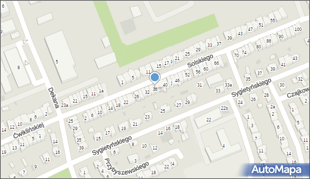 Leszno, Solskiego Ludwika, 36, mapa Leszno