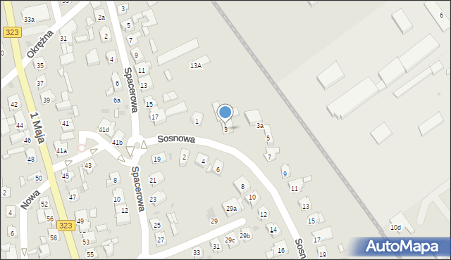 Leszno, Sosnowa, 3, mapa Leszno
