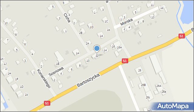 Lidzbark Warmiński, Sosnowa, 12, mapa Lidzbark Warmiński