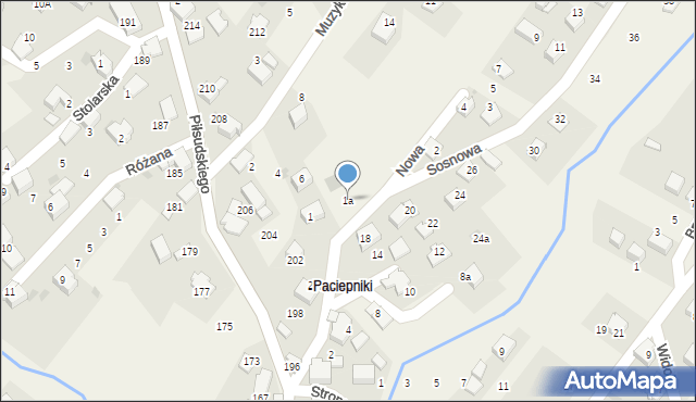 Łodygowice, Sosnowa, 1a, mapa Łodygowice