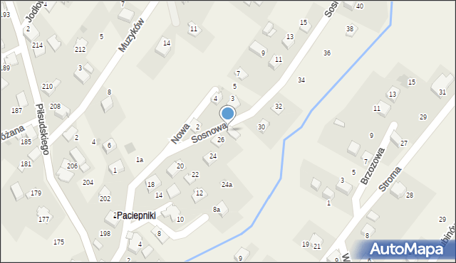 Łodygowice, Sosnowa, 28, mapa Łodygowice