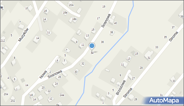 Łodygowice, Sosnowa, 34, mapa Łodygowice