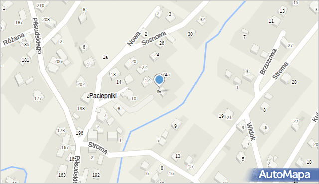 Łodygowice, Sosnowa, 8a, mapa Łodygowice