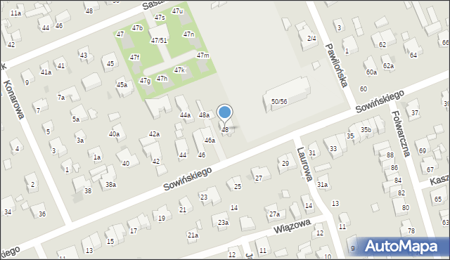 Łódź, Sowińskiego Józefa, gen., 48, mapa Łodzi