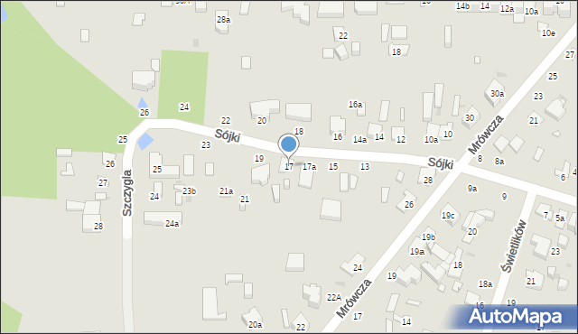 Łódź, Sójki, 17, mapa Łodzi