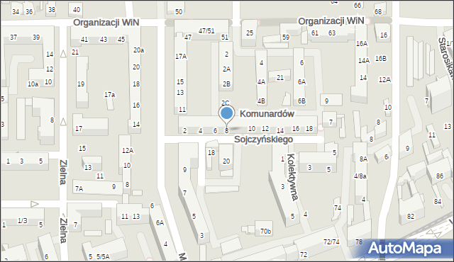 Łódź, Sojczyńskiego-Warszyca Stanisława, kpt., 8, mapa Łodzi