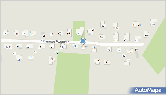 Łódź, Sosnowe Wzgórze, 41, mapa Łodzi