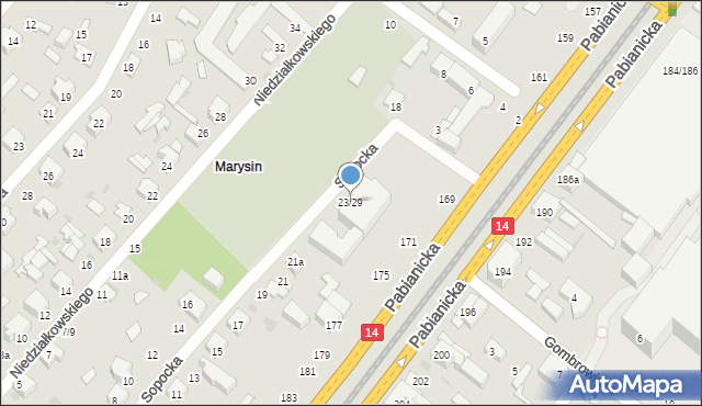 Łódź, Sopocka, 23/29, mapa Łodzi