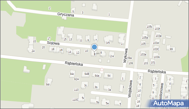 Łódź, Sojowa, 8, mapa Łodzi