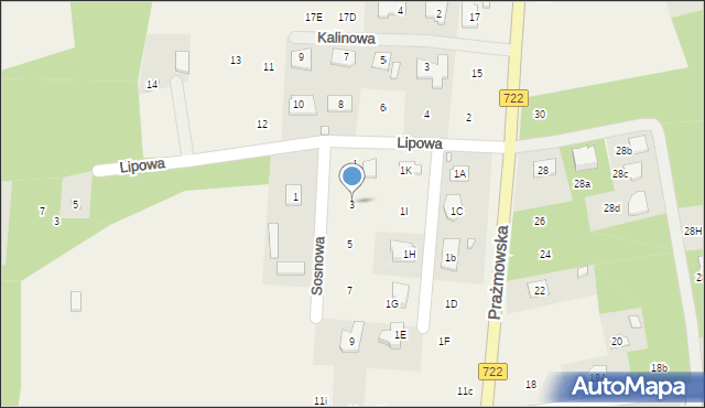 Łoś, Sosnowa, 3, mapa Łoś