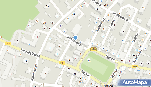 Łosice, Sokołowska, 3, mapa Łosice