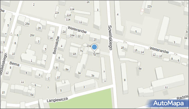Lublin, Sowińskiego Józefa, gen., 7a, mapa Lublina
