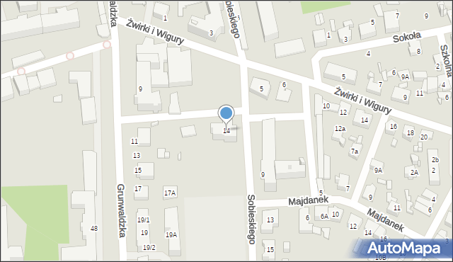 Lubliniec, Sobieskiego, 14, mapa Lubliniec
