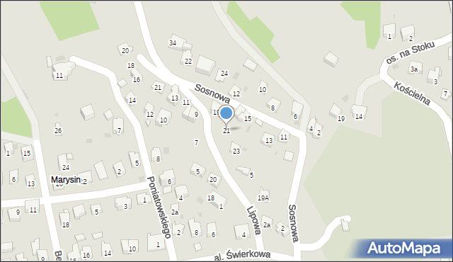 Maków Podhalański, Sosnowa, 21, mapa Maków Podhalański