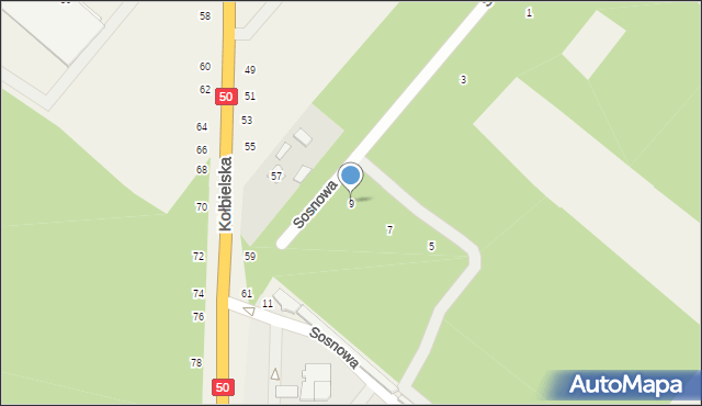 Maliszew, Sosnowa, 9, mapa Maliszew
