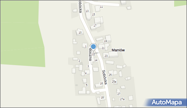 Maniów, Sobócka, 12, mapa Maniów