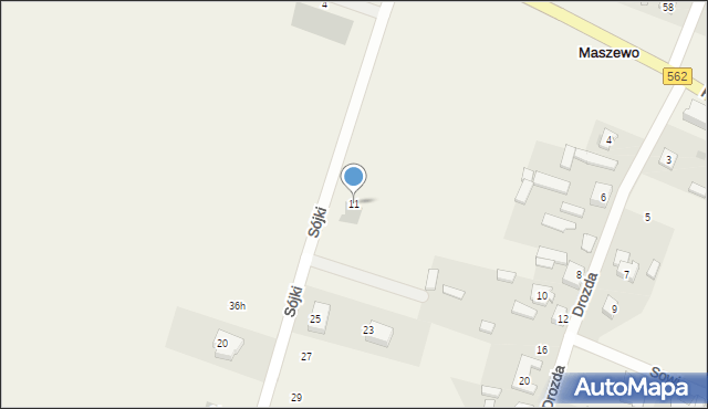 Maszewo, Sójki, 11, mapa Maszewo