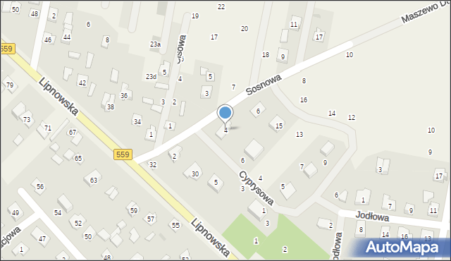 Maszewo Duże, Sosnowa, 4, mapa Maszewo Duże