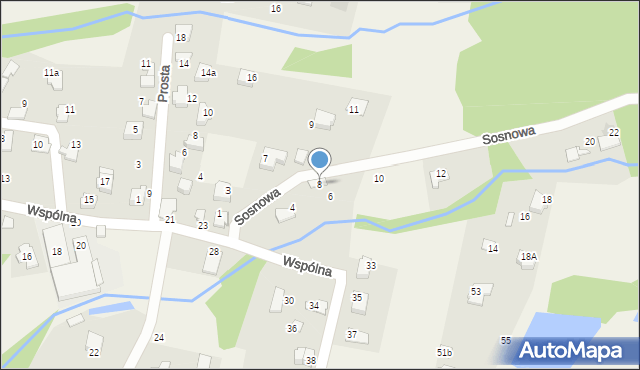 Meszna, Sosnowa, 8, mapa Meszna