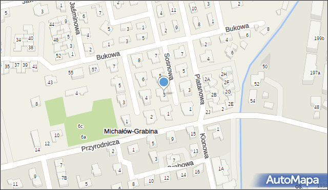 Michałów-Grabina, Sosnowa, 3, mapa Michałów-Grabina