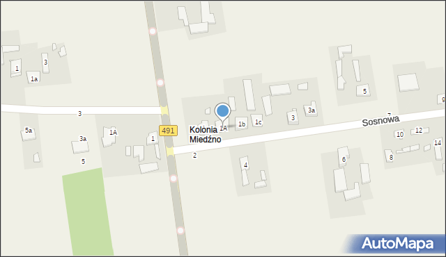 Miedźno, Sosnowa, 1A, mapa Miedźno