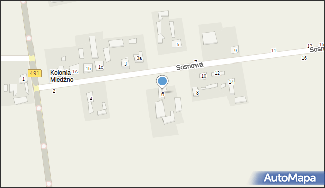 Miedźno, Sosnowa, 6, mapa Miedźno